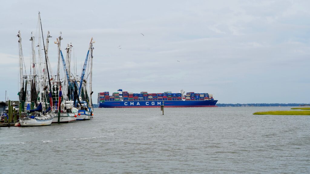 CMA CGM outside Shem Creek